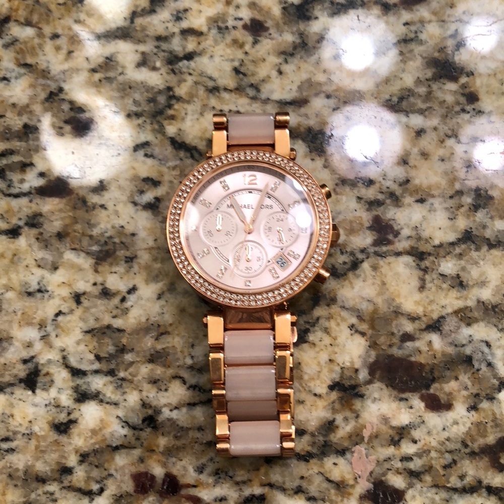 Parker rose gold-tone blush acetate watch